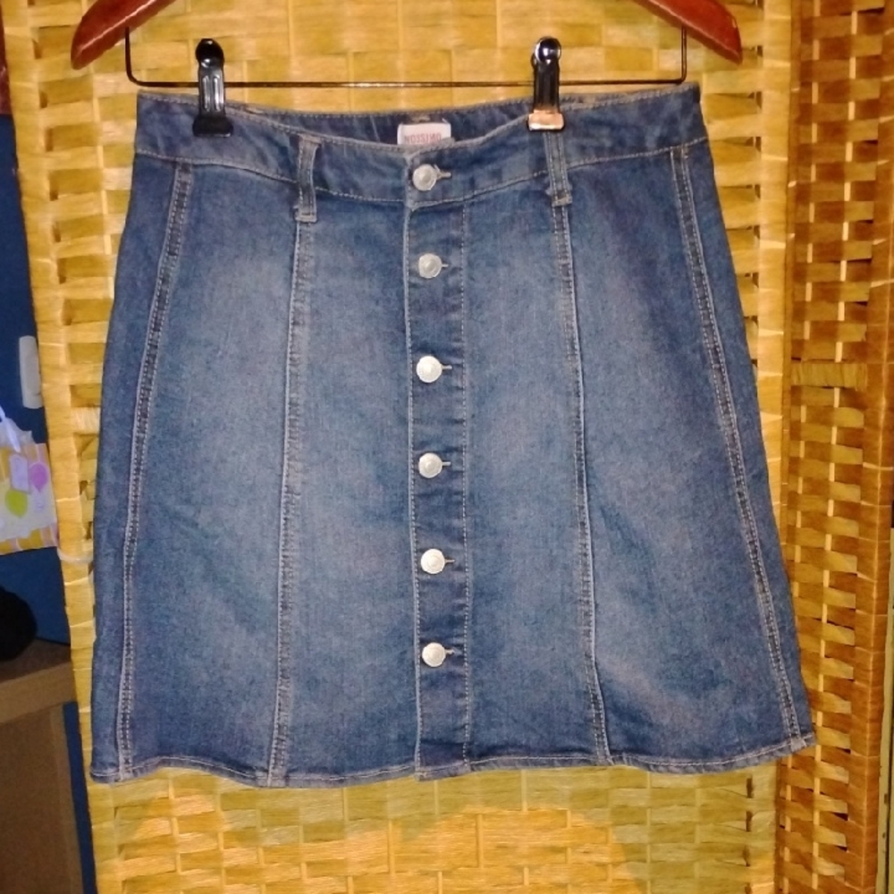 Mossimo Supply Co. Indigo Button-Front A-Line Skirt